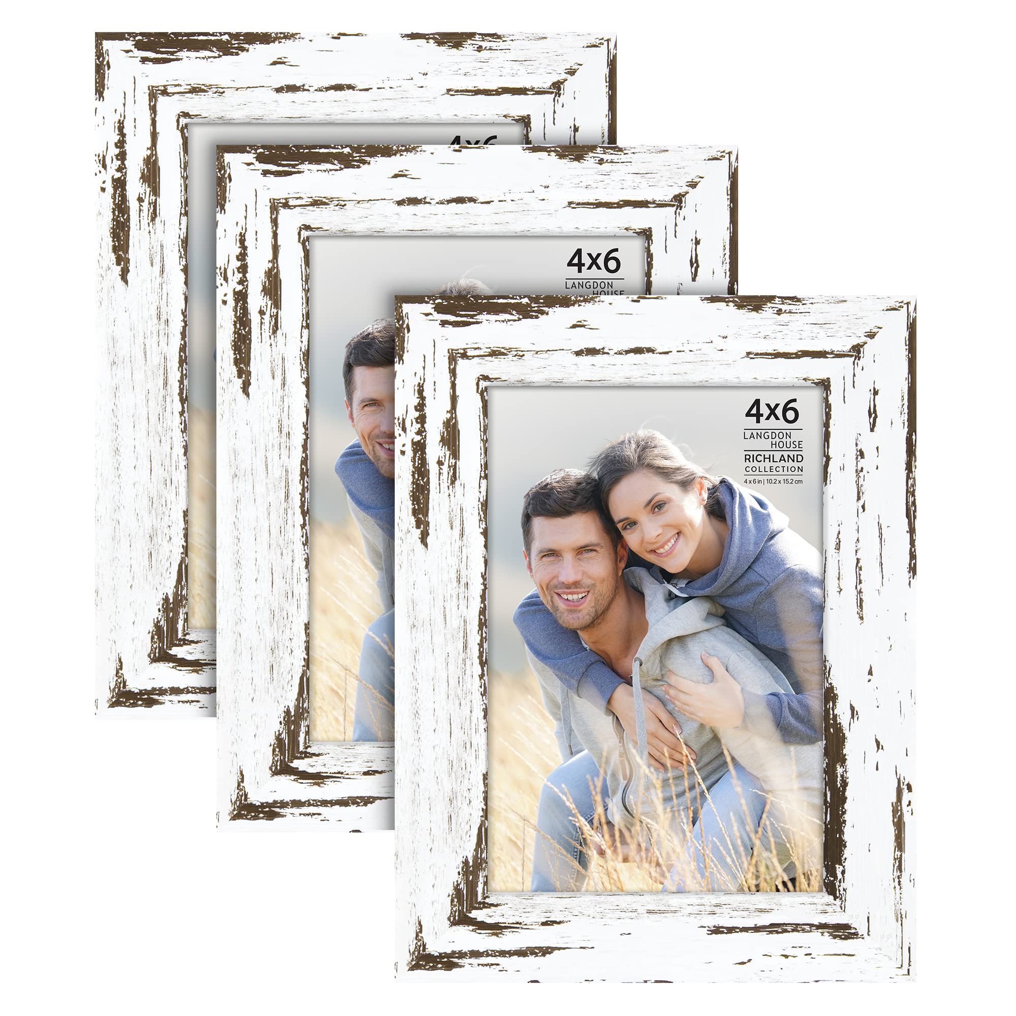 Amazon.com - Langdon House 4x6 Picture Frames (Distressed White, 3